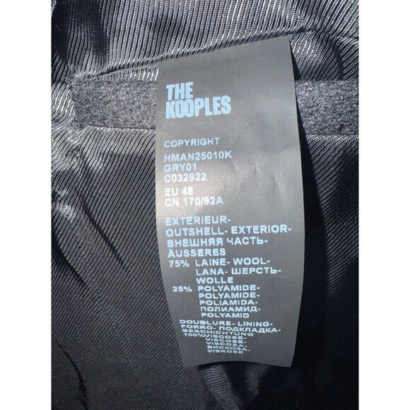 The Kooples Men’s Gray Double-Breasted Wool Blend Overcoat Size FR 46/US‎ 36 - Picture 10 of 16